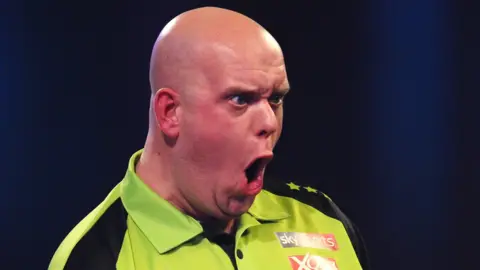 Michael van Gerwen celebrates during victory over Ricky Evans at the PDC World Championship