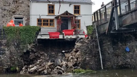 Powys council Part of the Teddy Bear Bridge collapsed during the storm