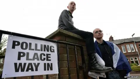 Getty Images Young people outside polling station