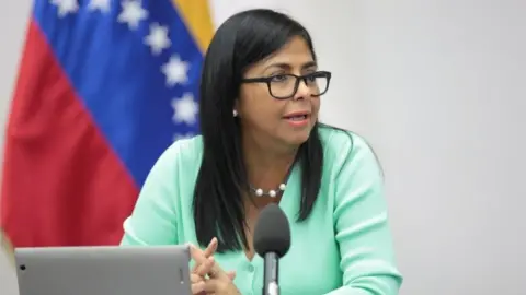 Reuters Venezuela's Vice President Delcy Rodriguez speaks during a meeting with ministers at Miraflores Palace in Caracas, Venezuela June 23, 2018.