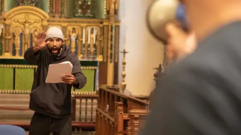 Rabble Theatre Rabble Theatre actors rehearse Who Killed Alfred Oliver? in Reading Minster