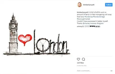 Kimberly Wyatt / Instagram I love London artwork featuring Big Ben and London Eye