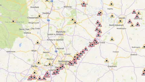 Environment Agency Flood alert map 12:00 23/10