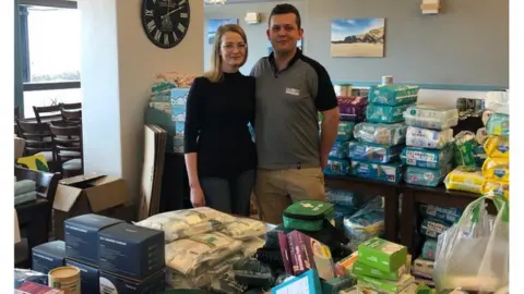 BBC Jolanta and Tomasz Palonka with donations