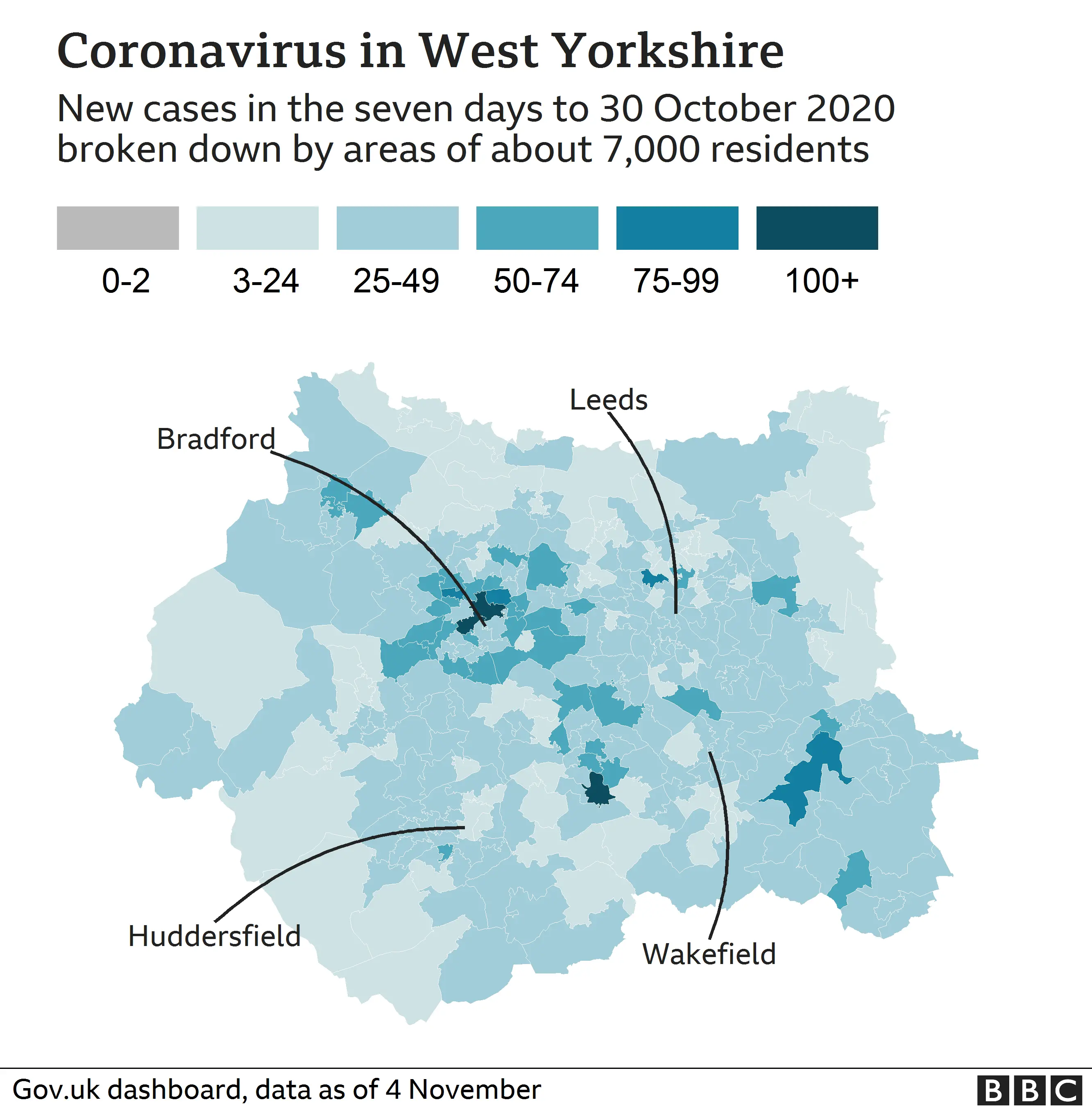 coronavirus map West Yorkshire