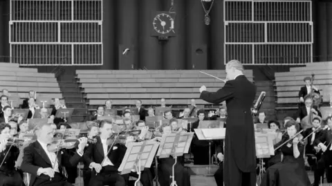 Rudolf Schwarz rehearsing with the BBC Symphony Orchestra at Maida Vale Studios in 1957