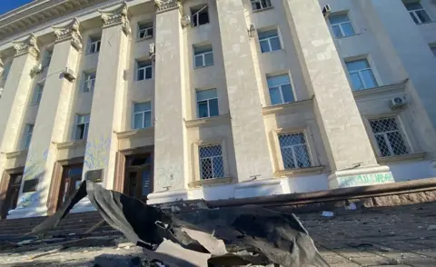 Kherson OVA Administration building in the centre of Kherson damaged by shelling