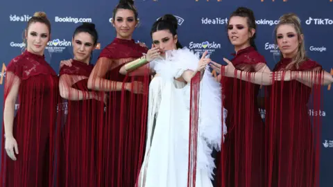 EPA Spain's Blanca Paloma on the Eurovision turquoise carpet in Liverpool