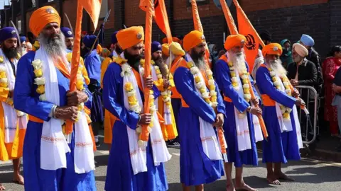 Coventry Nagar Kirtan  Sikhs in traditional attire