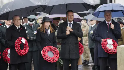 Liam McBurney/PA Chris Heaton-Harris, Jayne Brady, Leo Varadkar and James Applegate