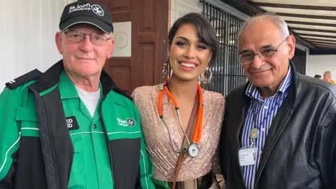 Walsall Against Single Use Plastic A first-aider from St John's Ambulance, Miss England, Dr Bhasha Mukherjee and Prof Rashid Gatrad