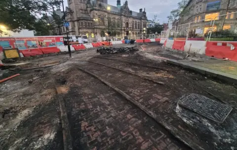Chris Baynes/BBC Tram tracks in Sheffield