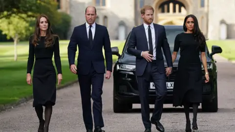 PA Media The two royal couples seen together at Windsor Castle after the death of Queen Elizabeth II