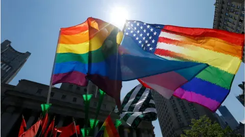 Getty Images pride and US flags