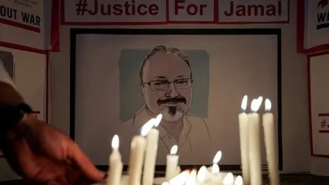 Reuters A vigil for Jamal Khashoggi in the US