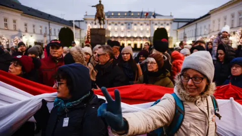 Getty Images March against judicial reforms in Warsaw, 11 Jan 20