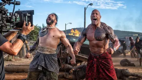 Universal Dwayne Johnson filming Hobbs & Shaw