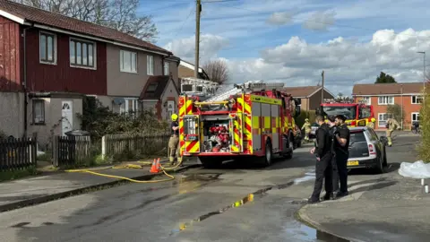 Leicester Media Firefighters at scene of blaze