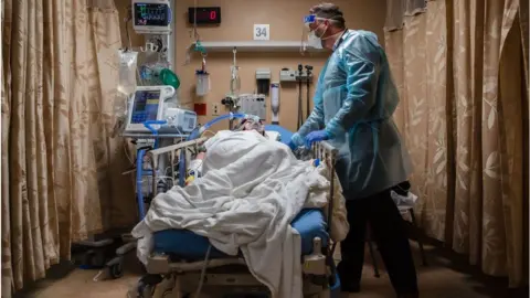 Getty Images Covid patient at Apple Valley, California, hospital