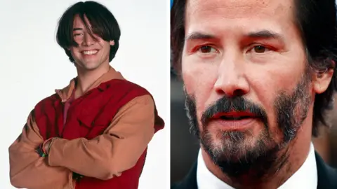 Alamy and EPA Keanu Reeves - then, as Ted, and now