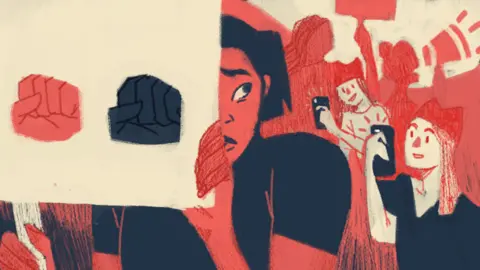 Hannah Lazarte At the protest