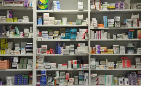 Pharmacy shelves