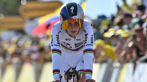 Remco Evenepoel winning the time-trial on stage 15 of the Tour de France