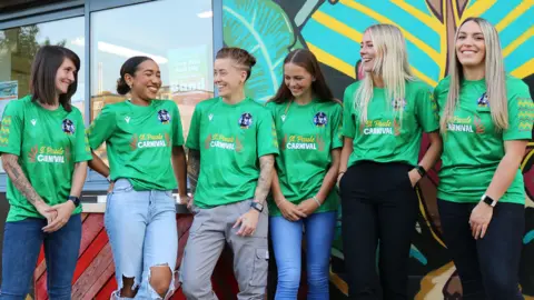 Bristol Rovers Community Trust Gas Girls in their new shirts