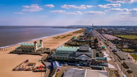 Glen Gardiner View of Great Yarmouth from big wheel looking south along Marine Parade towards outer harbour