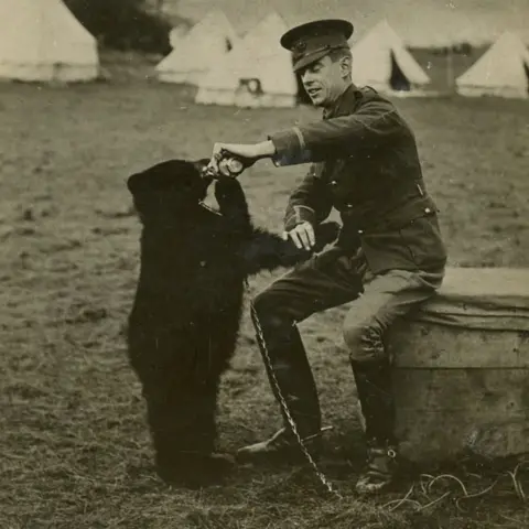 Lindsay Mattick Winnie the bear with Harry Colebourn