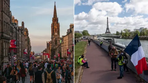 Getty Images Composite of Edinburgh and Paris