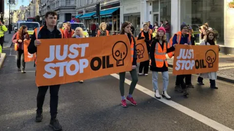 BBC Just Stop Oil demo in the Strand