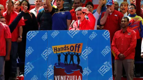 Reuters Venezuela's President Nicolas Maduro gestures to supporters during a rally in support of the government in Caracas