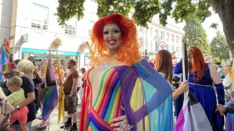 A drag queen at pride in Cardiff