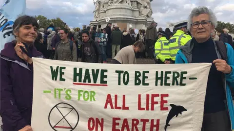 Gaynor, 66, with Marianne, 72, who said they were there to protect "all species" on Earth