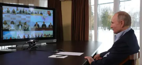 Getty Images President Putin in video discussion with students, 25 Jan 21