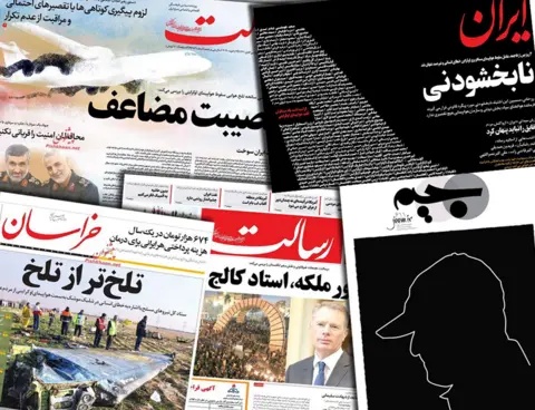 AS LISTED Iranian newspaper front pages