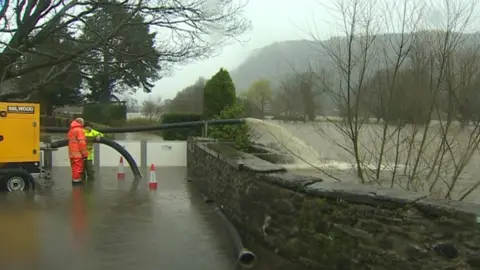 Pumping out flood water