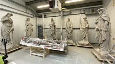 Graham Sutherland/Citizens Theatre Statues inside David J Mitchell studio