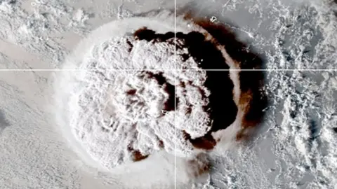 Reuters Satellite view of the eruption of an underwater volcano off Tonga