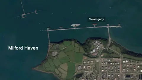 Google Map showing Valero Jetty