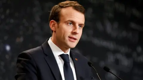 Reuters French President Emmanuel Macron pictured giving a speech in Paris on 29 March, 2018