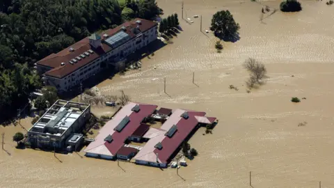 AFP Flooded Kawagoe Kings Garden nursing home besides the Oppegawa river in Kawagoe