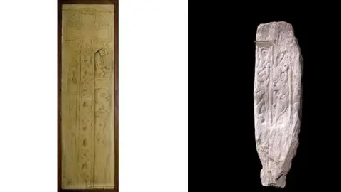 MNH Drawing and digital image of the Malew Church standing stone
