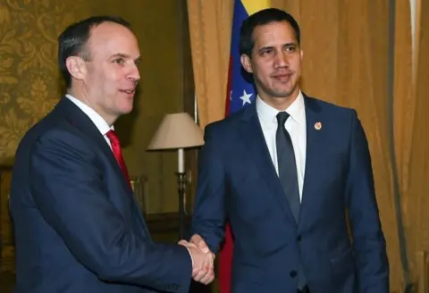 PA Media File photo dated 21/01/20 of Foreign Secretary Dominic Raab meeting Venezuela"s Opposition leader Juan Guaido.