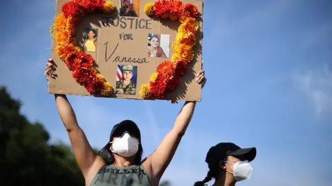 Getty Images Family, friends and supporters of murdered U.S. Army Private First Class Vanessa Guillen rally on the National Mall to call for justice and for Congress to investigate her death July 30, 2020 in Washington, DC.