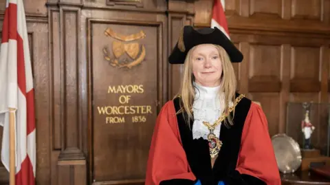 Worcester City Council Worcester's Mayor Mel Allcott stands in the mayor's parlour in the city's Guildhall