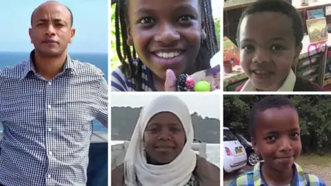 Grenfell Inquiry Kedir family (clockwise from left): Hashim Kedir, Firdows Hashim, Yaqub Hashim, Yahya Hashim, Nura Jemal