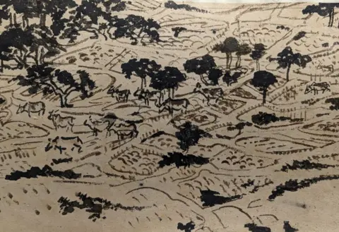 Scenes from Santiniketan scroll detail