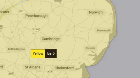 Met Office A map of the affected area